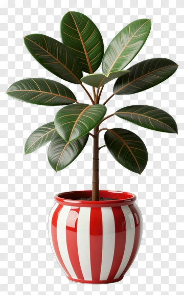 Felt Plant In A Red And White Striped Pot PNG