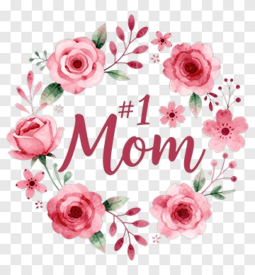 #1 Mom Floral Wreath PNG