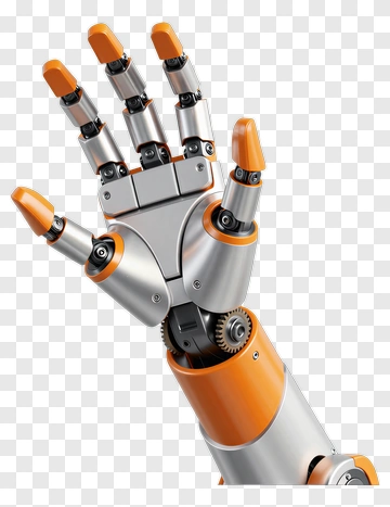 Robotic Hand With Orange Accents PNG