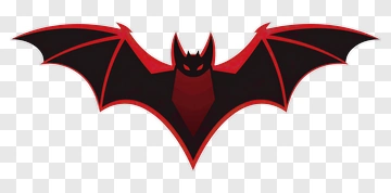Cartoon Bat With Red And Black Wings PNG