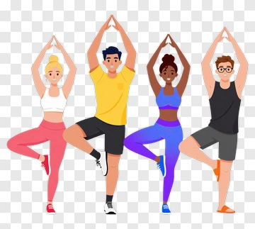 Group Of People Practicing Yoga Poses PNG