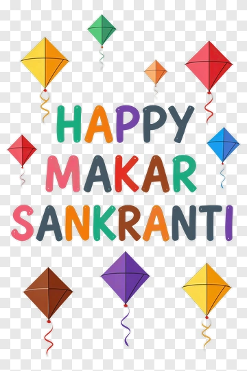 Happy Makar Sankranti Celebration With Colorful Kites PNG