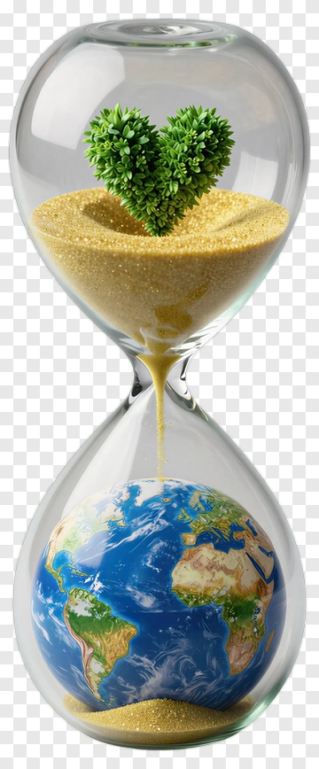 Heart-Shaped Plant In Hourglass With Earth PNG