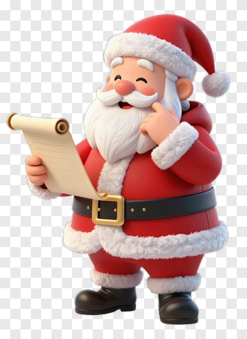 Cartoon Santa Claus Holding A List PNG