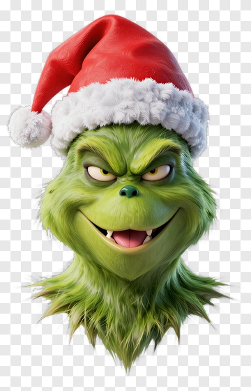 Cartoon Grinch Wearing A Santa Hat PNG