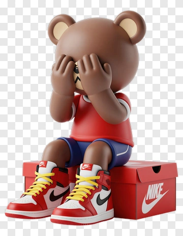 Bear Character Sitting On Nike Box PNG