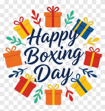 Happy Boxing Day With Colorful Gift Boxes PNG
