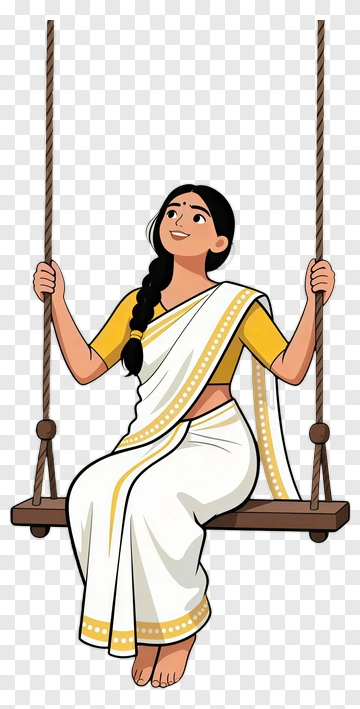 Woman Swinging In Traditional Indian Attire PNG