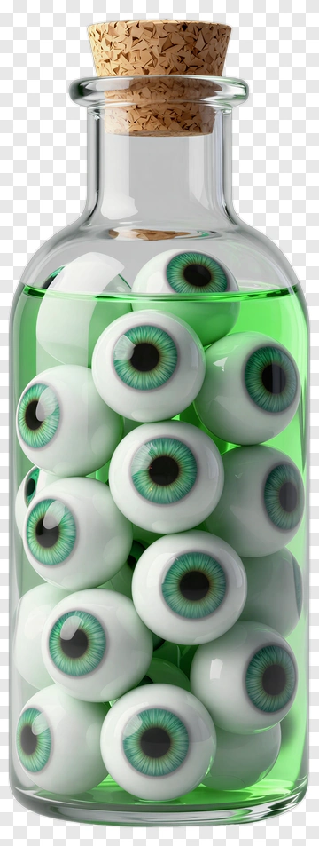 Bottle Of Eyeballs In Green Liquid PNG