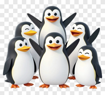 Cartoon Penguins Group PNG