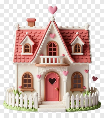 Colorful House With Heart Decorations PNG