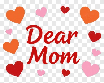 Dear Mom With Colorful Hearts PNG