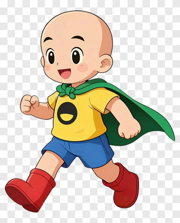 Cartoon Boy Running In A Superhero Costume PNG