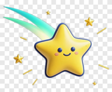 Cartoon Star With Comet Trail PNG