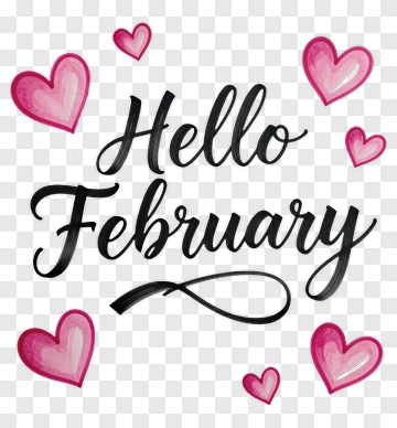 Hello February With Hearts PNG