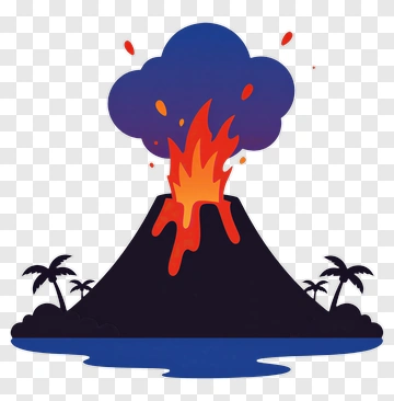 Volcano Erupting With Lava And Smoke PNG