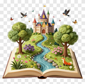 Fantasy Castle Landscape In An Open Book PNG