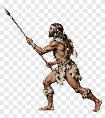 Prehistoric Man Holding A Spear PNG