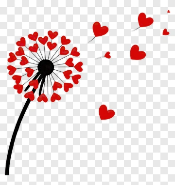 Dandelion With Heart-Shaped Seeds PNG