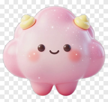 Cute Pink Cartoon Cloud Character PNG