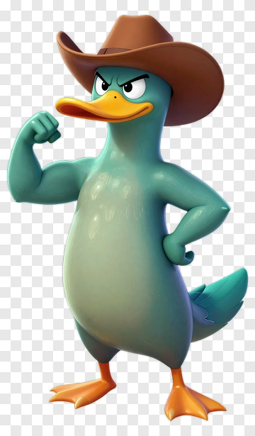 Cartoon Duck In A Cowboy Hat PNG