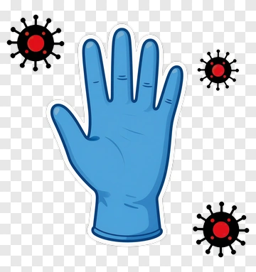 Cartoon Blue Glove With Virus Illustrations PNG