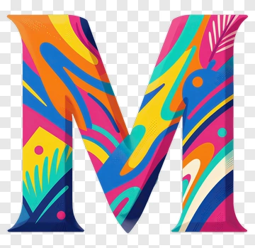 Colorful Letter M With Abstract Design PNG