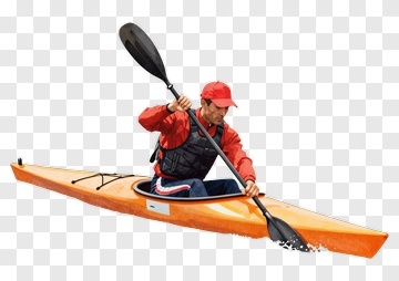 Man Kayaking In An Orange Kayak PNG