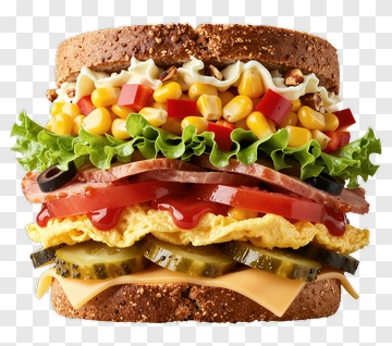 Giant Sandwich With Fresh Vegetables And Meat PNG