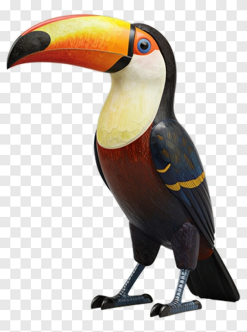 Colorful Toucan Bird Figurine PNG