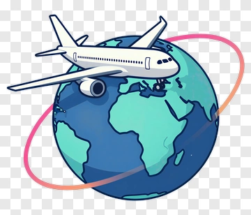 Airplane Flying Around The Earth PNG