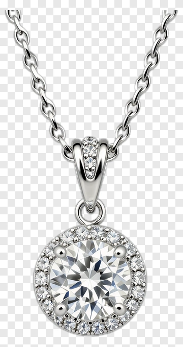 Silver Pendant With Round Diamond PNG