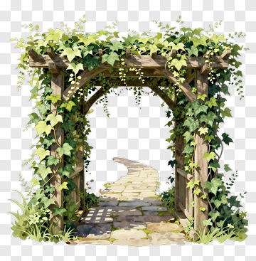 Wooden Archway Covered In Ivy PNG