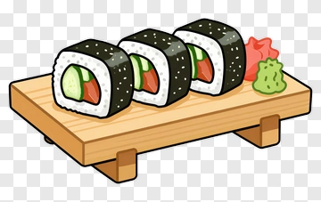Sushi Rolls On A Wooden Platter PNG