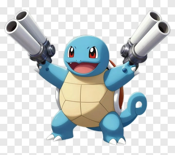 Squirtle Holding Water Cannons PNG