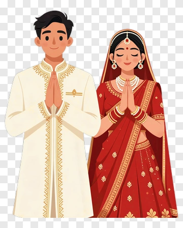 Couple In Traditional Indian Attire PNG