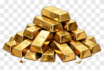Gold Bullion Bars Piled Together PNG