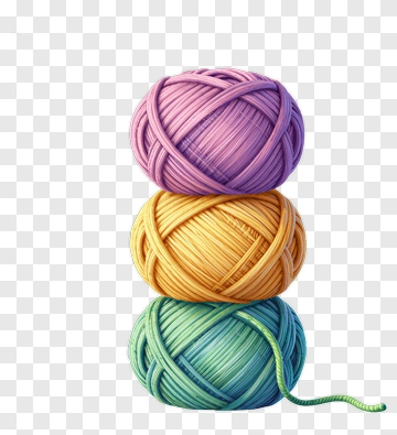 Colorful Yarn Balls Stacked Together PNG
