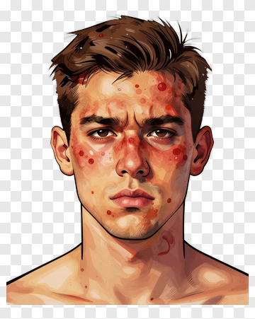 Illustration Of A Young Man With Acne PNG