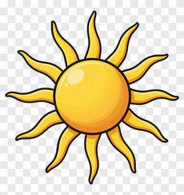 Cartoon Sun With Radiating Rays PNG