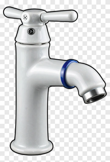 White Faucet With Blue Ring PNG