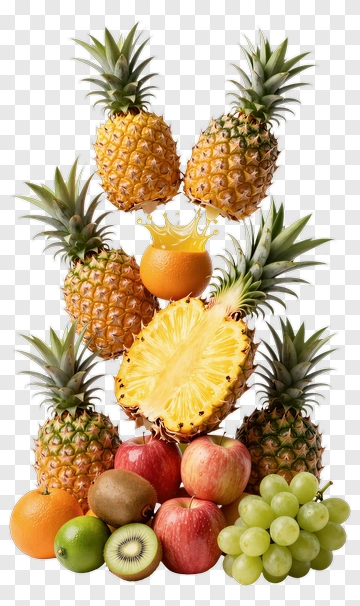Assorted Fruits Including Pineapples And Apples PNG
