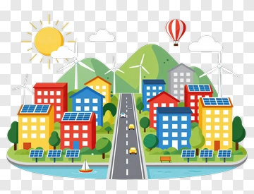 Colorful Eco-Friendly City Landscape PNG
