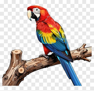 Colorful Parrot Sitting On A Branch PNG
