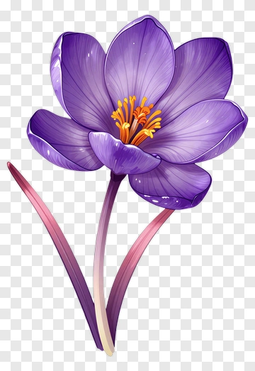 Purple Flower With Yellow Stamen PNG