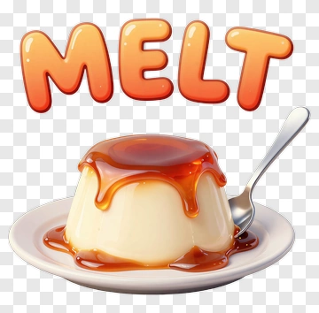 Pudding With Caramel Sauce And Melt Text PNG