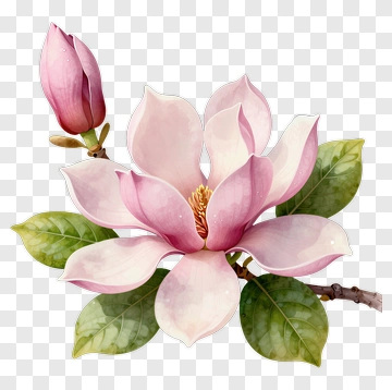 Pink Magnolia Flower With Buds PNG