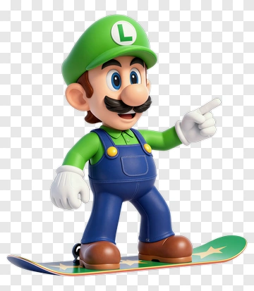 Cartoon Character On Snowboard Pointing PNG