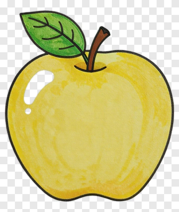 Yellow Apple With Leaf PNG