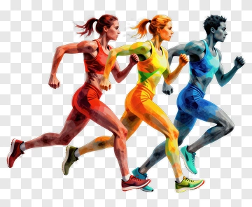 Colorful Running Women PNG